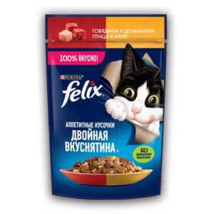 پوچ روسی میکس ۲ طعم مرغ و گوساله ژلی ۷۵ گرمی فلیکس